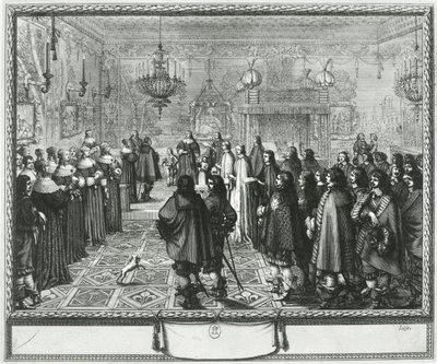 Ceremony passing the marriage contract of Wladyslaw IV and Maria Ludwiga Gonzaga at Fontainebleau, 25th September 1645 by Abraham Bosse